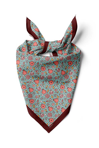 Modabutik Violla Kadın Açık Mavi Küçük Nar Desenli 50x50 Bandana