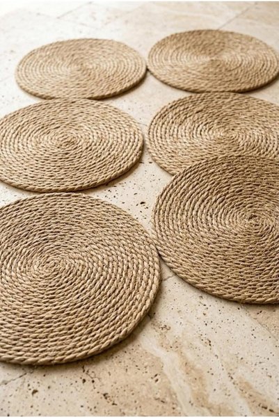 Atbyhome Set de masă americană din răchită naturală din 6 piese – 30 cm