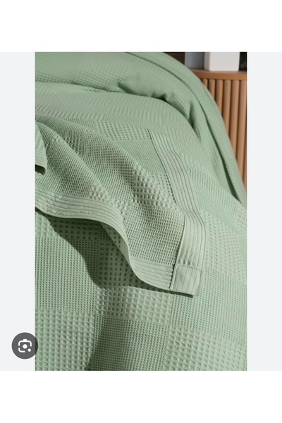 SÜMER Double Size 200 X 230 cm Solid Color Waffle Patterned Cotton Pique - Khaki