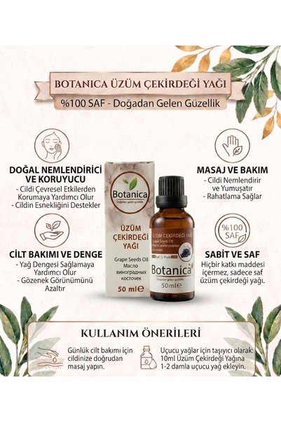 botanica Grape Seed Oil 50 ml – Fine-Textured Antioxidant Skin Care Oil