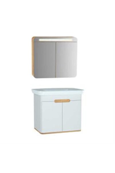 VitrA Sento Aynalı Kapaklı Dolap Seti, Beyaz, 80cm (60785, 60897)