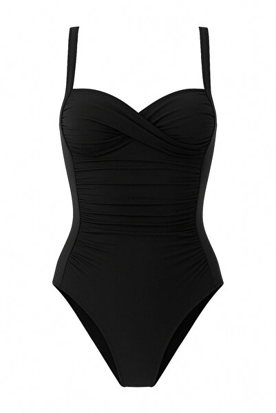 Paragon Black Swimsuit with Adjustable Straps, Covered Strut, Stylish and Sli...