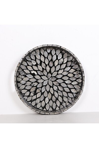 Mylamp PURE SEDEF 30 x3,5 cm. Black Sedefli Mozaik Tepsi