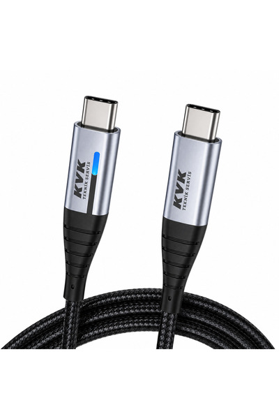 KVK TS LED Göstergeli USB-C to Type-C 60W Hızlı Şarj Kablosu | 3A | 2m Uzun B...