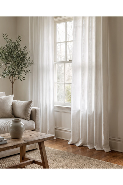 Pyramid Home Milano Linen Cornice Backdrop Curtain Extrafoam Gathered Non-Ple...