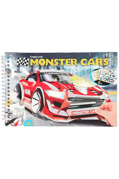 Top Model Carte de colorat cu stickere Monster Cars