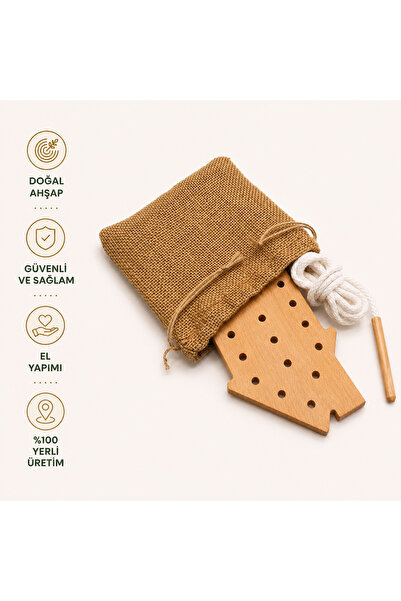 Montessori Gemisi Montessori Home Rope Threading Set |   Wooden Rope Threadin...