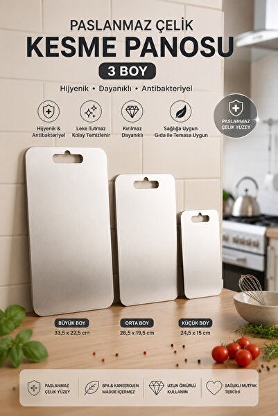 FERHOME Stainless Steel Cutting Board 3 Sizes – Chopping Board |   Durable Ki...