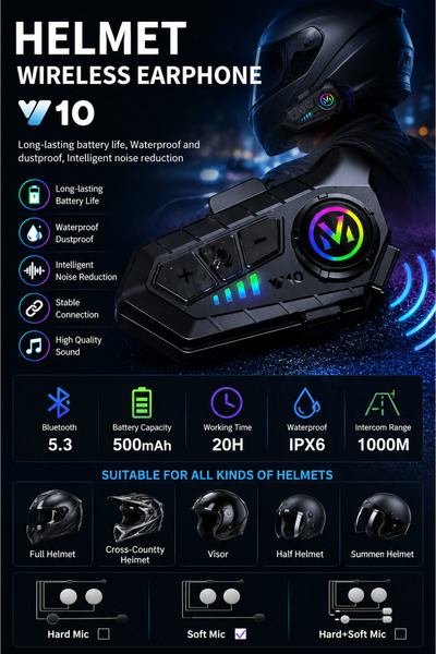 İnter Motosiklet Kask Interkom Kulaklık | Bluetooth