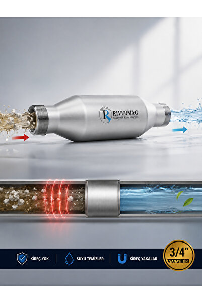 Rivermag Sanayi Tipi Süper Ultra Krom 3/4 Boru Ölçü Manyetik Su Kireç Kırıcı ...