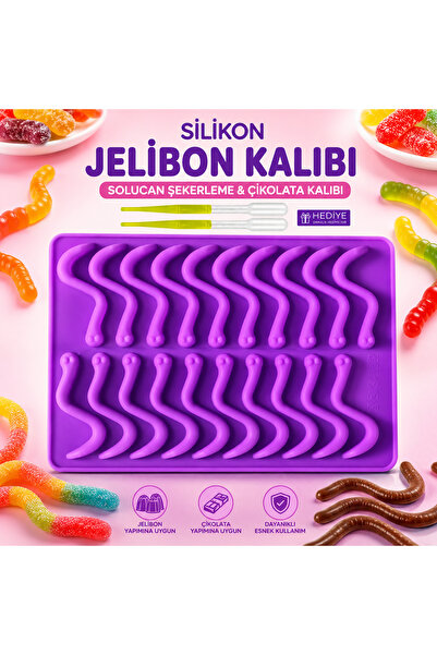Şenhomee Epoksi Silikon Jelibon kalıbı Solucan jelibon şekerleme sugarcraft d...