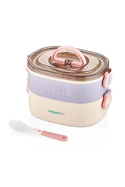 Vagonlife VAGONLİFE BL50251-2 ÇELİK YEMEK KABI 2 KATLI 3 BÖLMELİ LUNCH BOX MOR