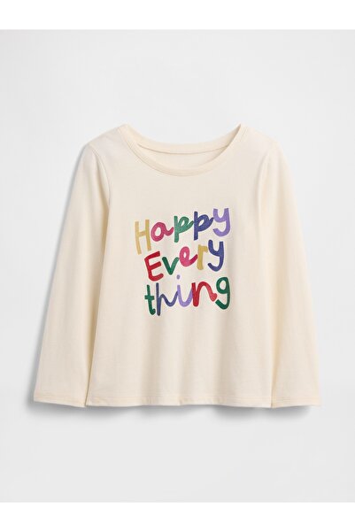 GAP Kız Bebek Krem Grafik T-Shirt