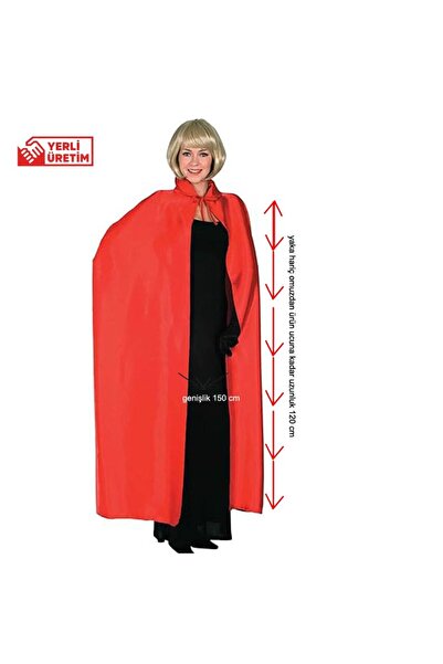 partidolu Kırmızı Renk 120 cm Yakalı Çok Amaçlı Halloween Pelerini Erkek Yeti...