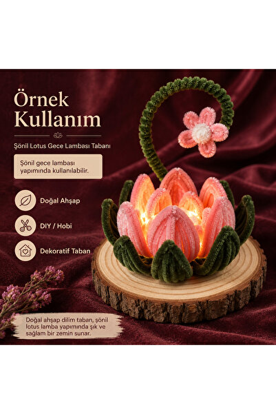 Mutkin Doğal Ağaç Dilimi 14-15 cm – 1 Adet, 1,5 cm Kalınlık – Şönil Çiçek Gec...