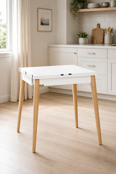 VİLİNZE Vilinze Avanos Ahşap Katlanır Kanatlı Mdf Mutfak Masası - 70x70+70 (7...