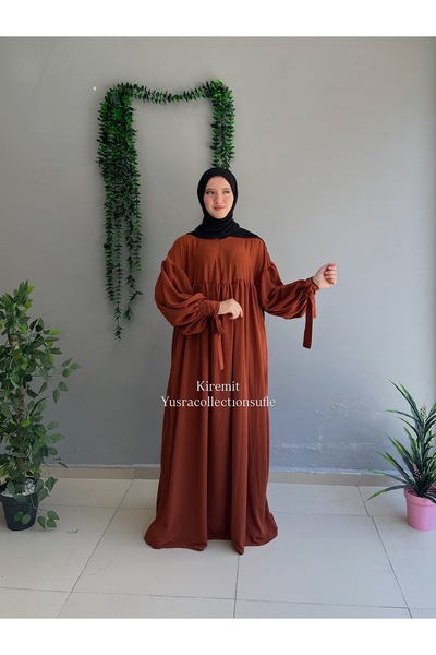 Yüsra Collection Ferace Hijab Liza Sleeve Tie Dress