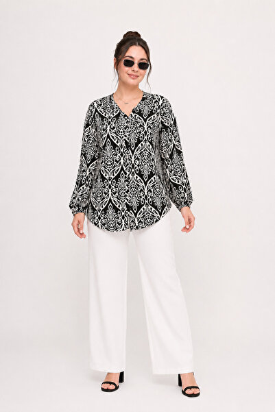 ELSEBUTİKTR Women's Comfortable Cut Cotton Viscose Tunic Shirt
