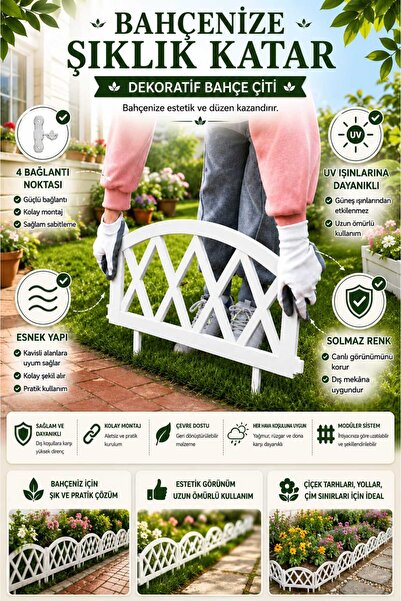 DEKOZUM ÇİTMASTER Dekoratif Esnek Bahçe Çiti Kırımaz Plastik Çit Peyzaj Korum...