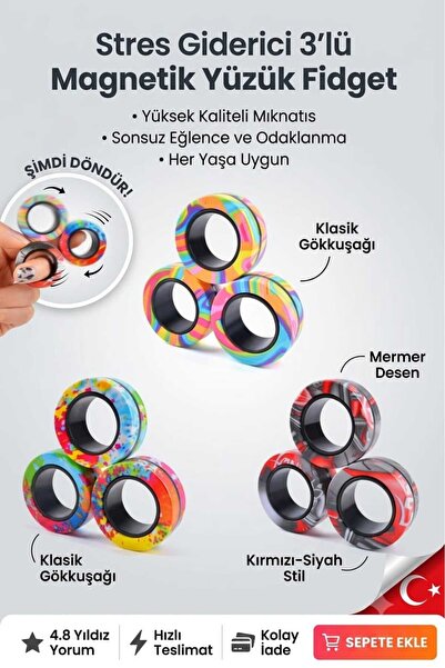 TrendTopic Stres Giderici Manyetik Halka Oyuncak Fidget Oyuncak Stres Yüzüğü ...