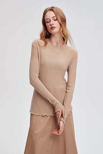 menta Long Sleeve Ruffled Pleated Top