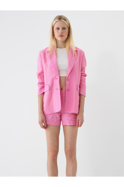 Xint Kadın Pembe %100 Keten Regular Fit Ceket