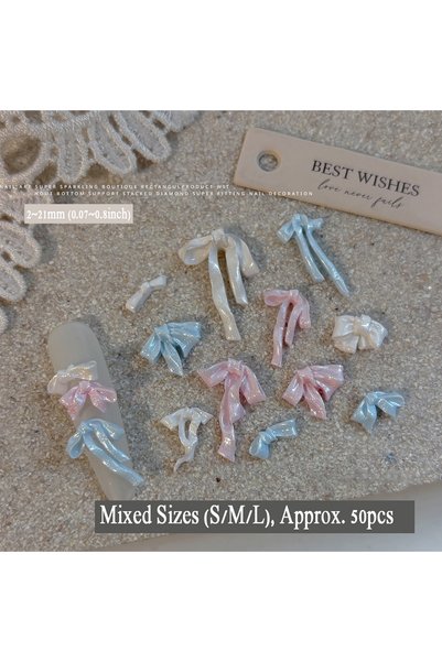 choice2 Mix Color 50Pcs 3D Mixed Pearlescent Ribbon Nail Art Charms White Pin...