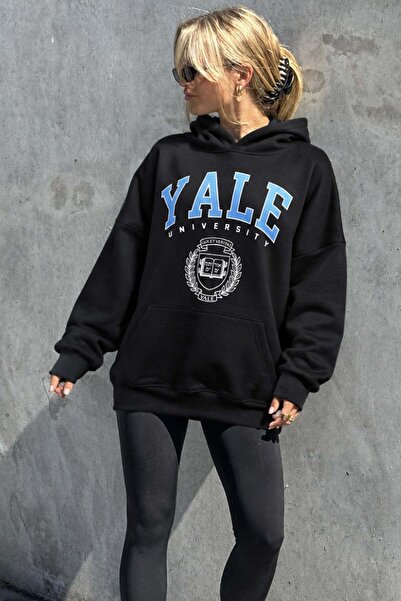 Seeh Black Oversize Hooded Women's Sweatshirt SH129