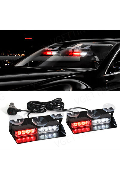 Choice4 Red White 2-in-1 LED Car Front Strobe Lights For Flash Warning Lamp W...