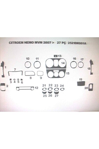 Demircioğlu Oto Aksesuar Marketi Fiat Fiorino 2008> 27 Piece Dashboard Trim (...