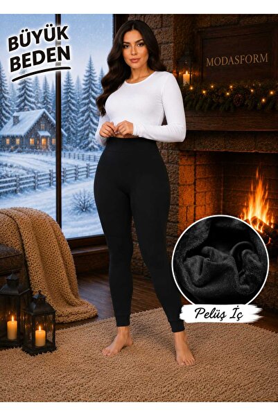 MODASFORM Plush Inside Thermal Leggings Battal Plus Size Winter Plush Leggings