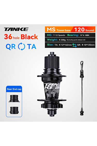 Choice 36H Black R MS TA-QR TANKE 120 Click Hub 6 Bearing MTB Hub Front Rear ...