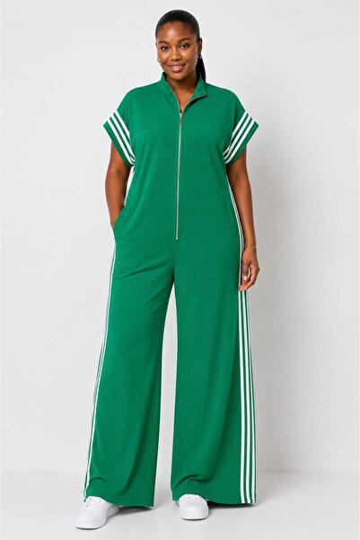 HANIQA Sleeveless Stripe Detailed Zippered Jumpsuit