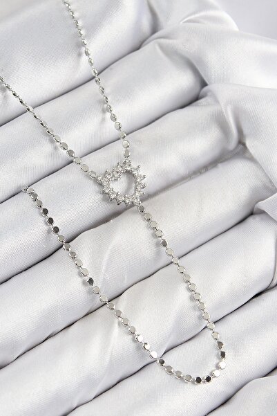Inure Jewelry قلادة على شكل قلب من حجر الزركون النحاسي وسلسلة على شكل قلب بال...