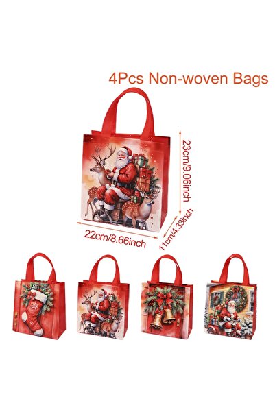 Choice as picture 4pcs 4/8pcs Christmas Gift Bag Santa Non-Woven Bag Christma...