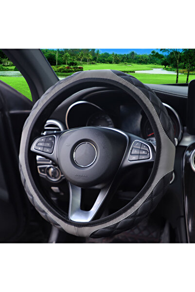Choice Grey 1 Leather Stereo Embroidered Comfortable Non-Slip Car Steering Wh...