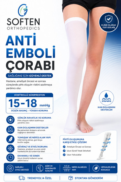 SOFTEN ORTHOPEDICS AMELİYAT ÇORABI DİZ ÜSTÜ ANTI-EMBOLİ ÇORABI 1 ÇİFT