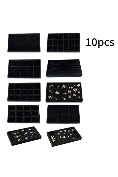 Choice 6009-Black-A10 1 Set, (Including 8PCS) Flocking Jewelry Box Jewelry Tray