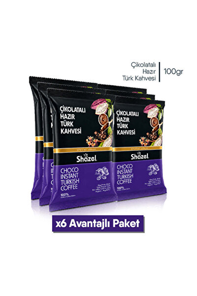 Shazel Çikolatalı Hazır Türk Kahvesi 100g X 6 Adet (AROMALI)
