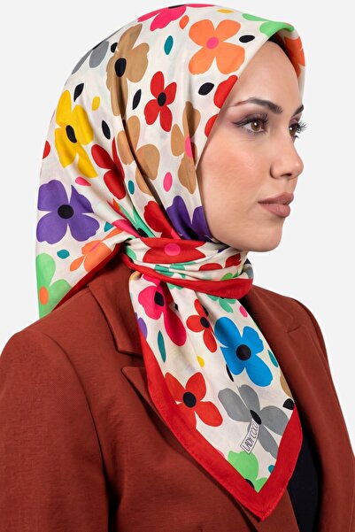 hadiora وشاح نسائي ناعم من القطن العضوي متعدد الألوان بنقشة زهور من إكرو