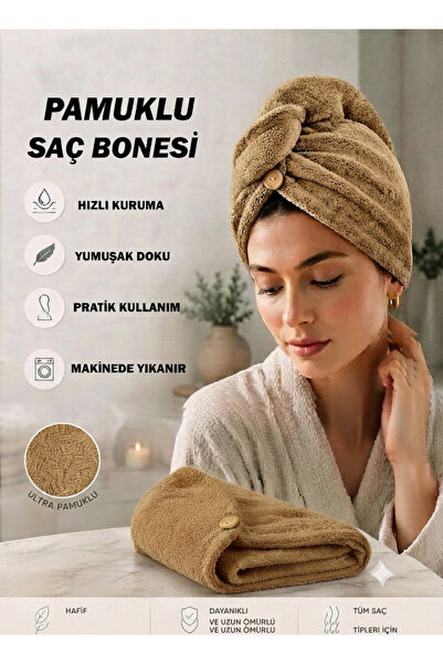 Embays Button Elastic Hair Towel, Hair Cap, Facial Care Towel, Hair Drying Cap