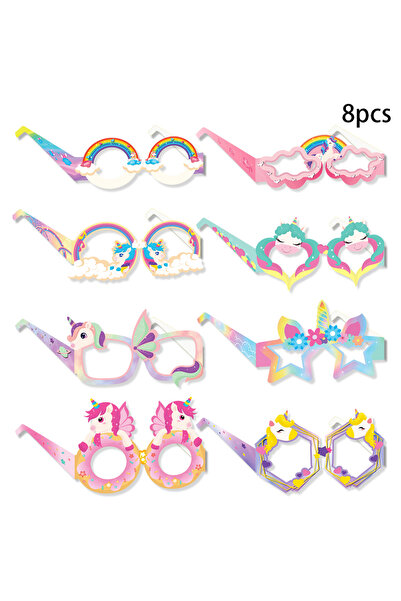 Choice1 8pcs paper Glasses 6-16pcs Rainbow Unicorn paper Glasses Unicorn them...
