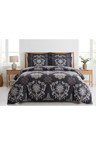 VIOLA HOME Azalea Satin Double Duvet Cover Set - Navy Blue
