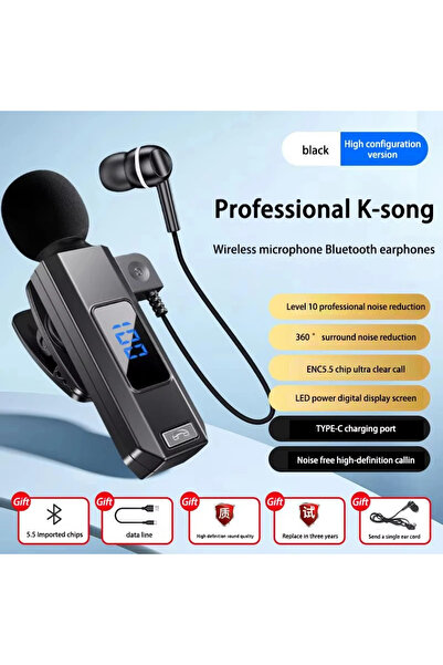 Choice1 Black-single line M1 Lavalier Business Bluetooth 5.5 Headset 30H With...