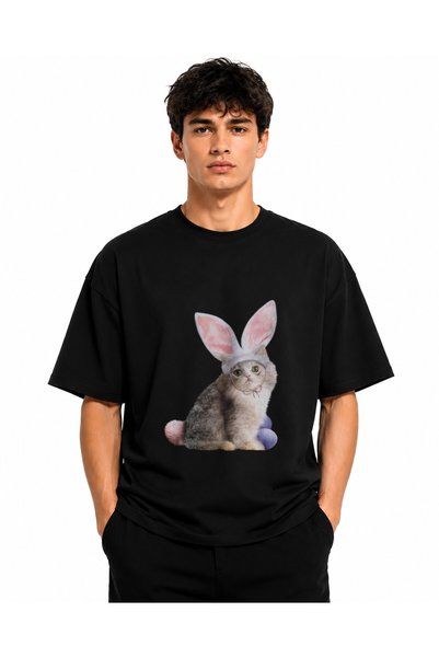 Inscriptie Ουνισέξ Βαμβακερό T-Shirt Υψηλής Ποιότητας  "Γάτα - Κουνέλι "
