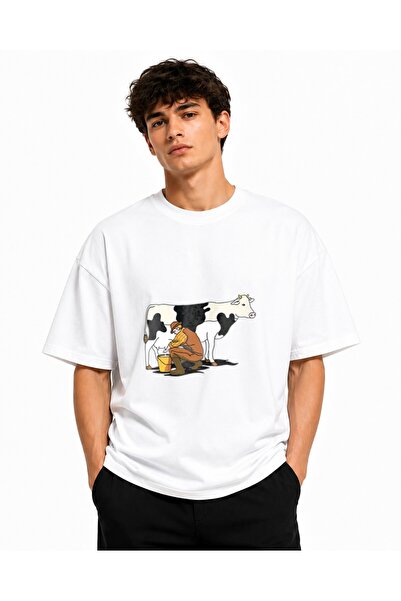 Inscriptie Tricou Unisex Bumbac Premium Casual " Mulge vaca "