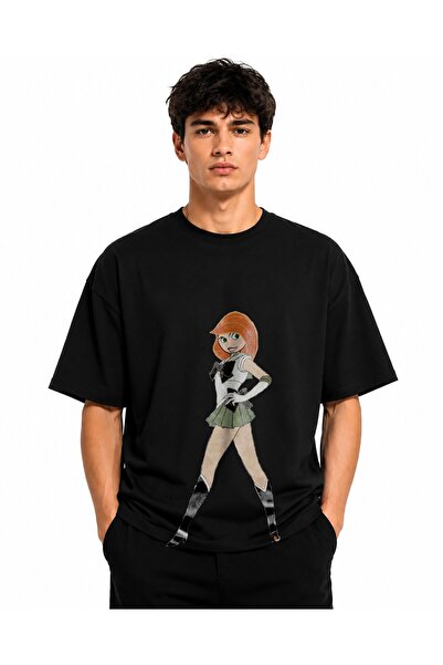Inscriptie Tricou Unisex Bumbac Premium Casual " Kim Possible sailor moon "