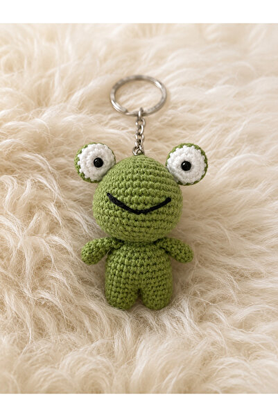 Genel Markalar Amigurumi örgü kurbağa anahtarlık yeşil hediyelik çanta aksesu...