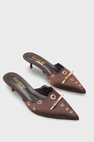 Capone Outfitters Mariette Pointed Toe Metal Accessory Satin Genuine Leather ...