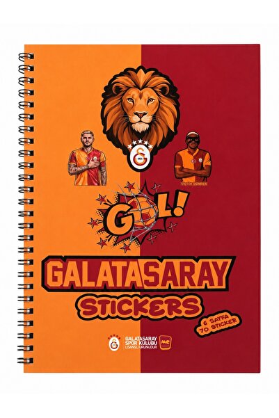 Galatasaray Lisanslı Icardi ve Osimhen Baskılı Sticker Kitabı - 6 Sayfa 70 Pa...